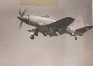 The Wyvern, an anti-submarine aircraft  that John flew. It was unusual in that it had contra-rotating propellors, which can clearly be seen in the photograph. Not too sure if John was actually flying the one in the photo, but as he had the picture, it could have been the case. 