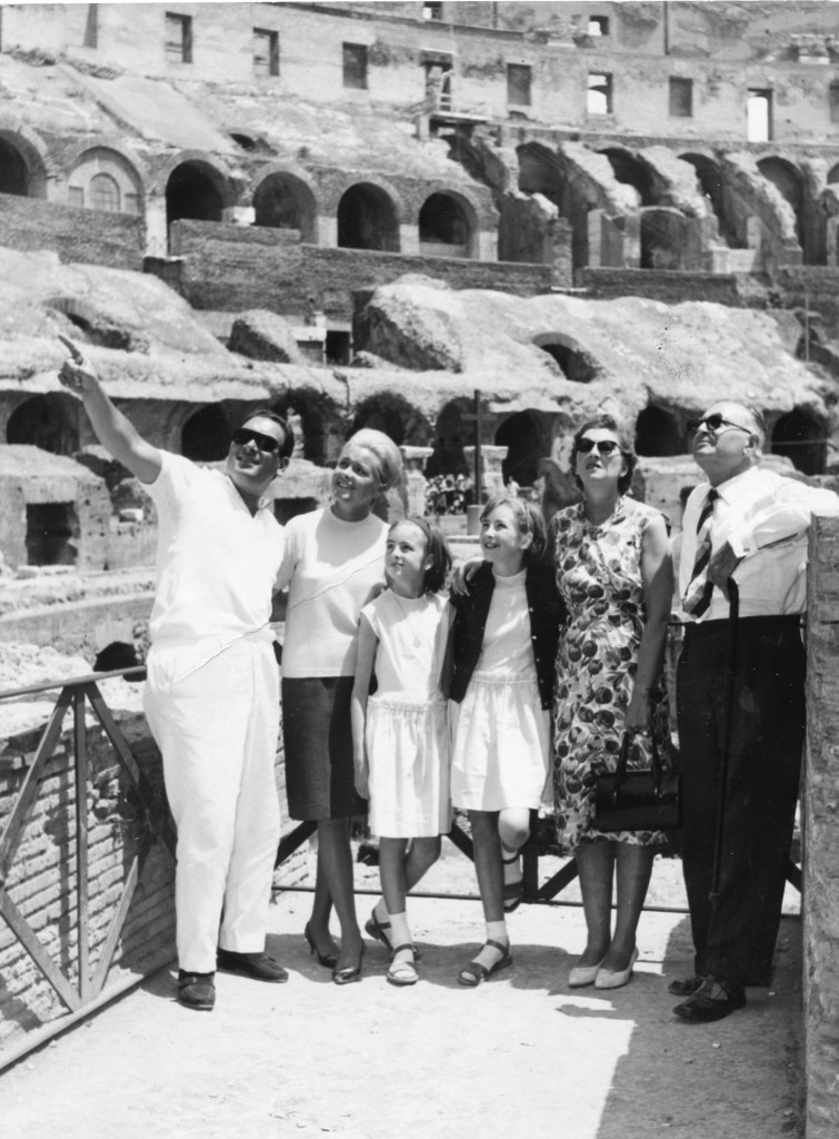 L-R Carlos (Pat's fiancee - later broke up) Pat, Ann, Noreen, Nora and Vincent. This was taken on a visit to Rome where Carlos lived. Vincent had a prosthetic leg then - probably around 1962